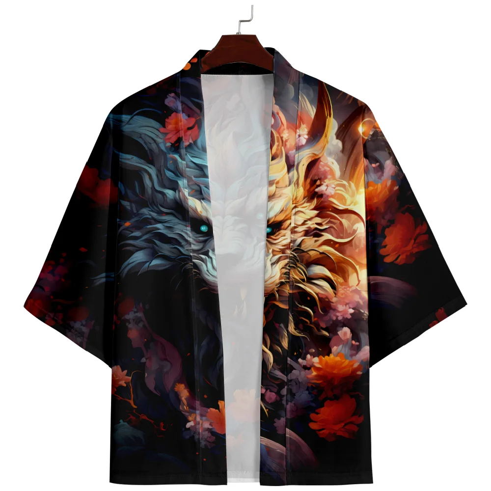 

6XL 5XL Anime Print Samurai Shirt Chinese Style Clothing Traditional Haori Kimono Women Men Asian Streetwear Cardigan