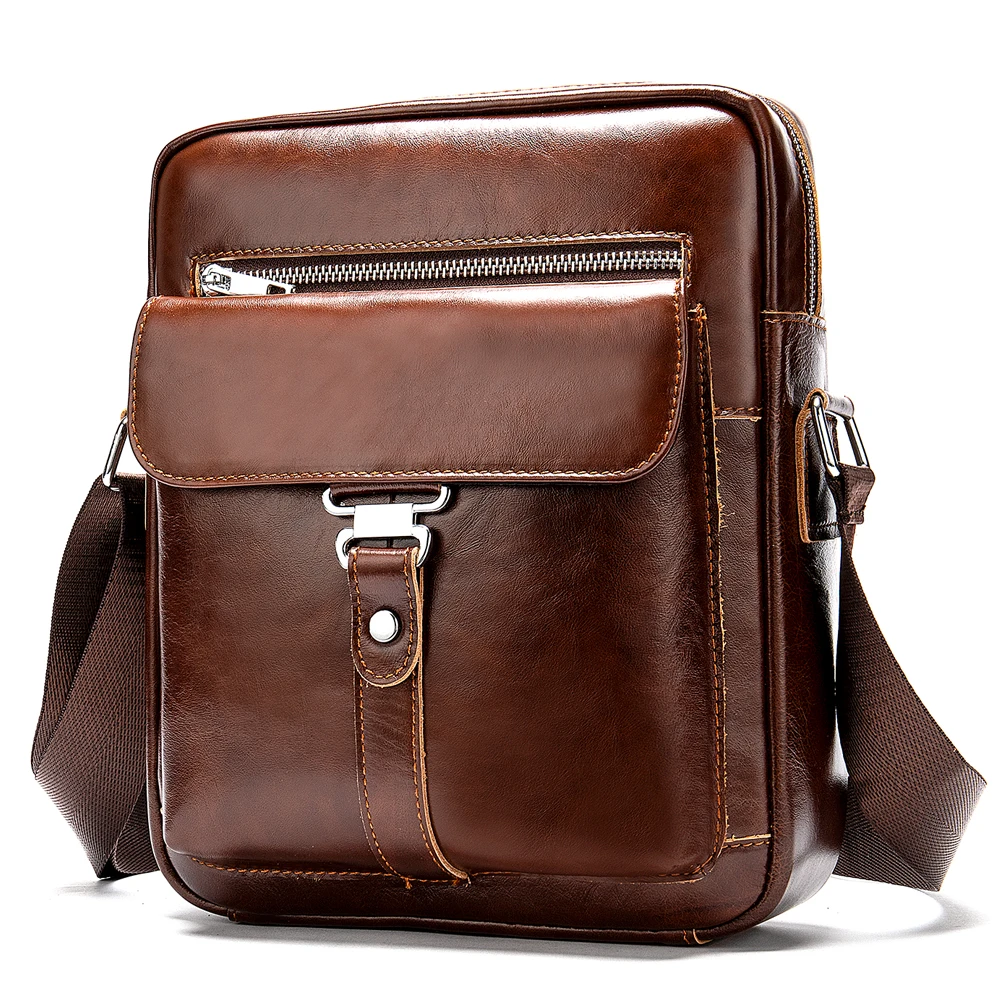 

MVA Men's Leather Crossbody Bag Vintage Classic Messenger Bag for 9.7inch Tablet Gift for Man