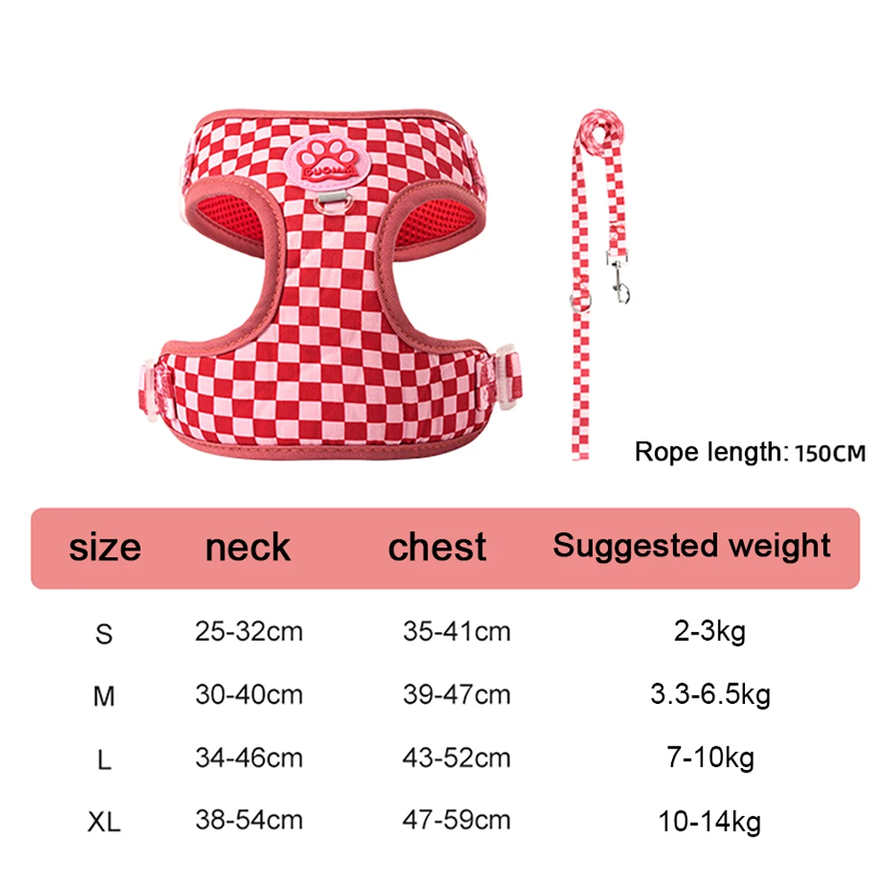 Adjustable Padded Dog Harness And Leash Set For Small Medium Pets_voghion.com