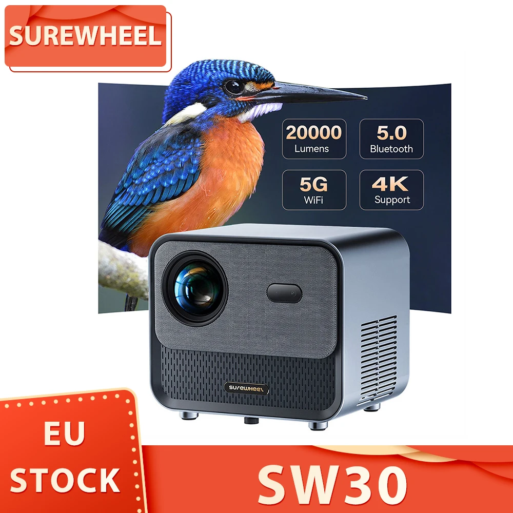 SUREWHEEL SW30 Projector Auto Focus Native 1080P 4K Support 220inch Display 5G WiFi & Bluetooth 5.0 12000 Lumens Smart TV System