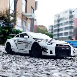 1:24 Silvia GTR R34 R35 Alloy Sports Car Model Diecast Metal Toy Vehicles Car Model Simulation Sound Light Childrens Toy Gift