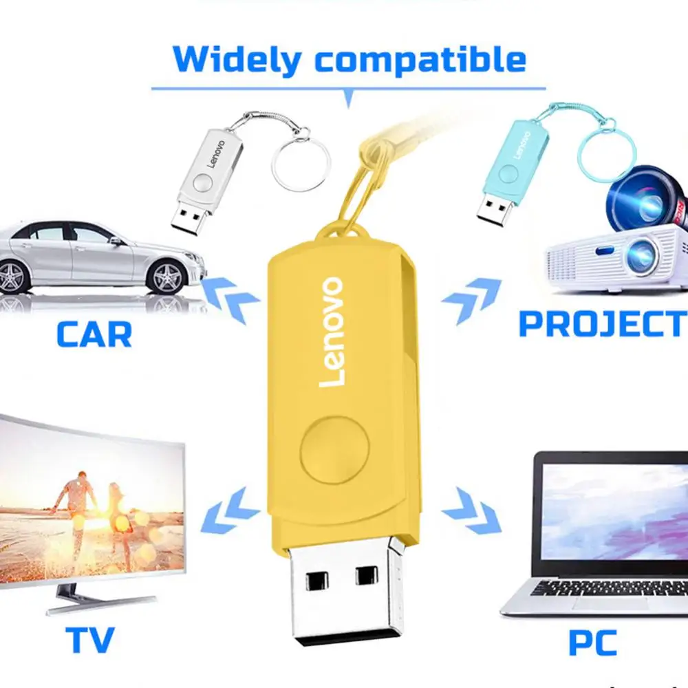 Lenovo-Clé USB 3.0 de type C haute vitesse, clé USB en métal étanche, mémoire de stockage, 64 To, 2 To, 16 To