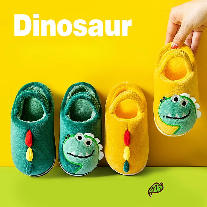 Children Cotton Slippers Winter Warm Plush Slippers for Girls Baby Home Shoes Children Dinosaur Slippers Kids Shoe for Girl 신발