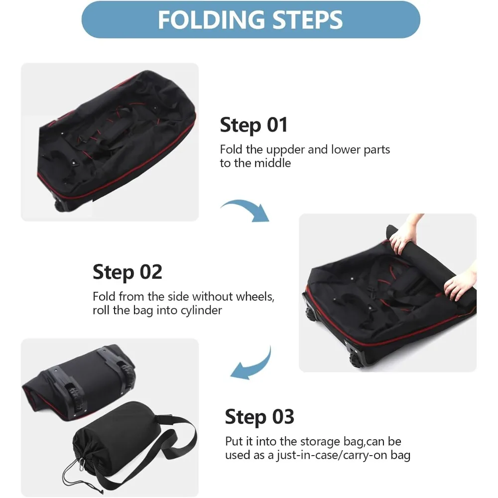 حقيبة سفر ناعمة قابلة للتوسيع 110 لتر-140 لتر مع عجلتين، قماش أكسفورد 32 × 1680D، أسود-أحمر #4