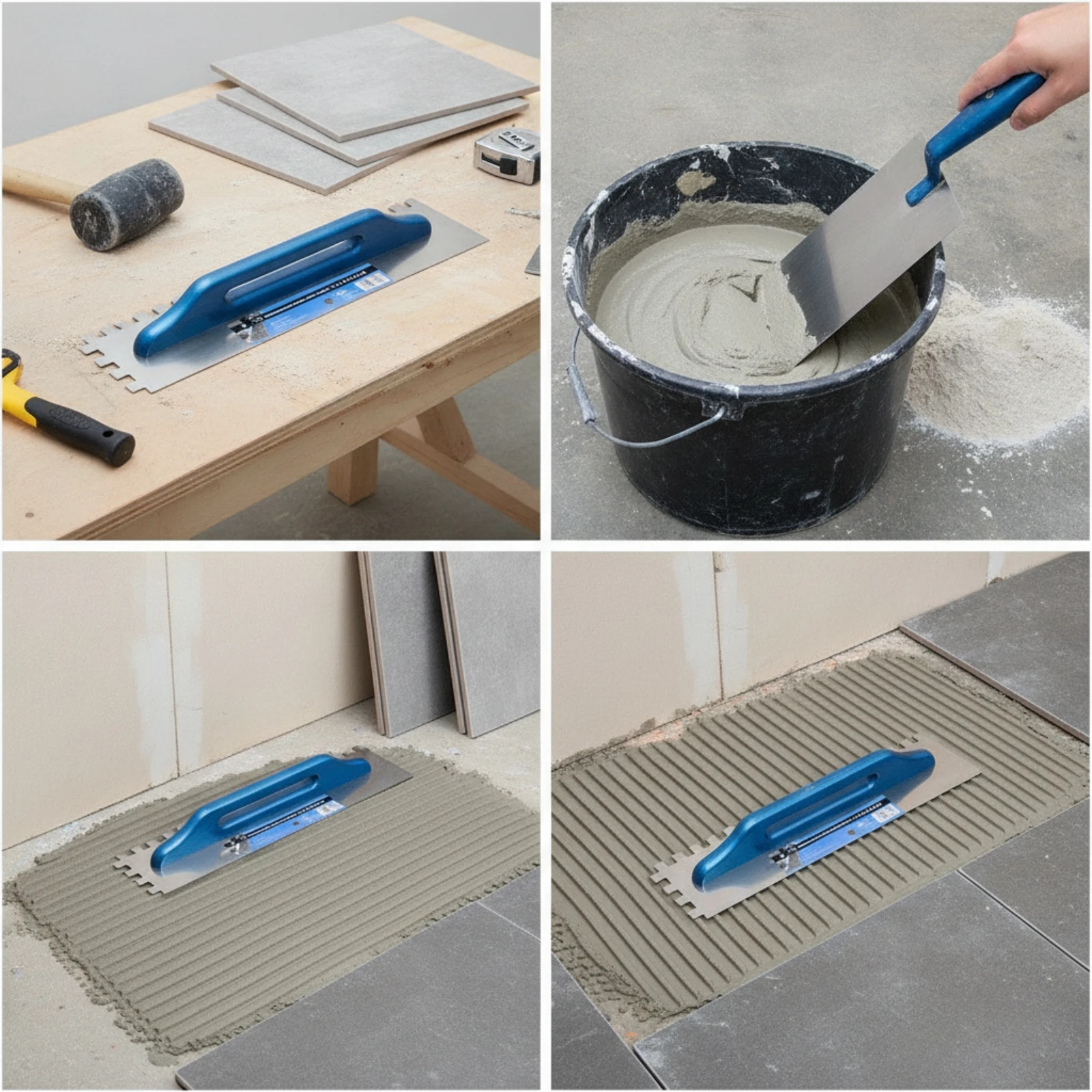 Long-Lasting Heavy-Duty for Tilers, Tile Installation, Masonry Work Notched Trowel Square-Notch Mortar Trowel Tool