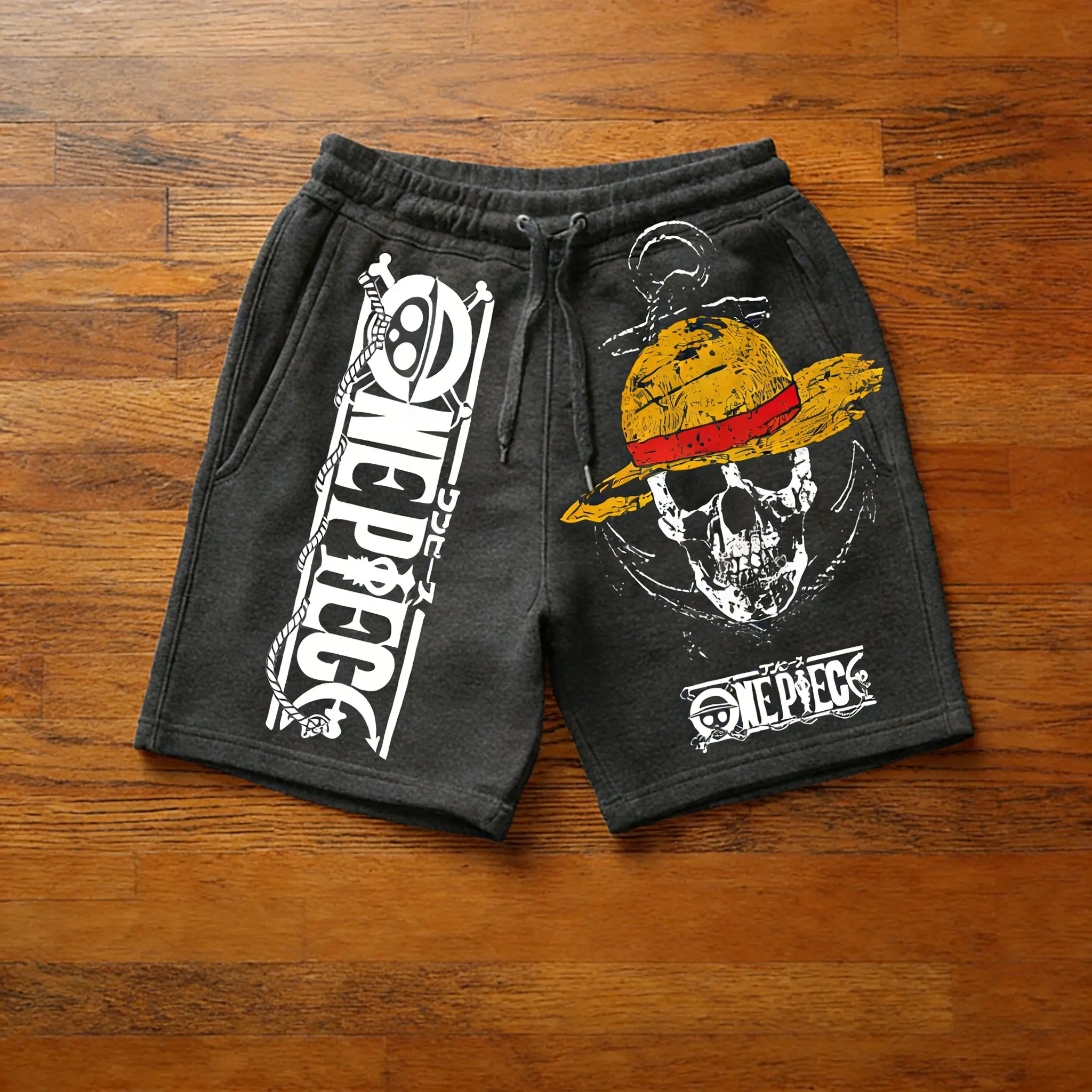 Pantalones Cortos de Anime One Piece para Hombre, Ropa Casual de Calle, Pantalones de Algodón con Estampado de Calavera, Transpirables, Holgados, Estilo Hip Hop, Pantalones de Playa, Nueva Tendencia Verano 2026