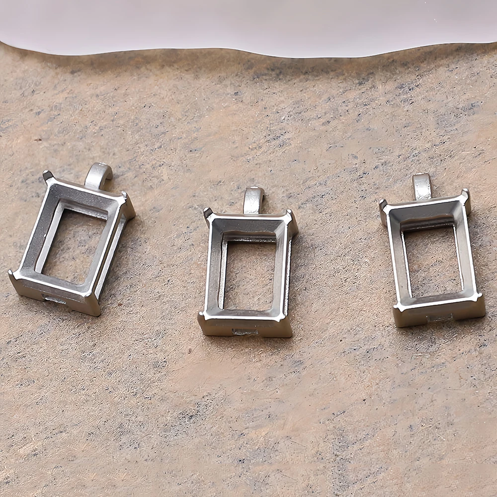 5-10 Stück rechteckige leere Krallenfassungen für Kristallsteine, 6x8mm, für Tennisarmbänder, Halsketten, Strass-Basiskrallen – Detail 6