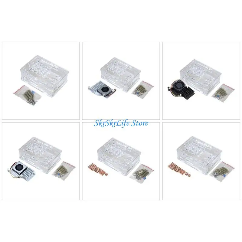 E65E para RPI 5 Case disipación calor acrílico Soporte cubierta cubierta del ventilador enfriamiento.