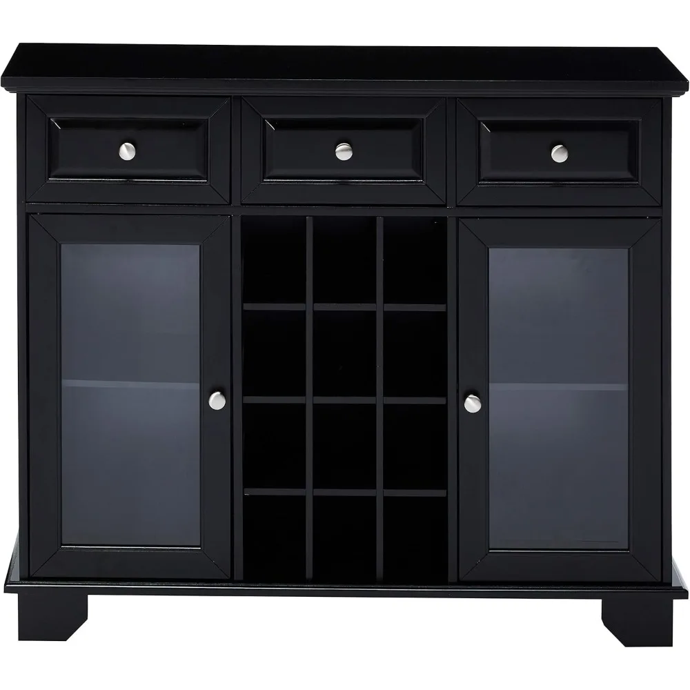 Brand Furniture Buffet Server Sideboard Cabinet with Wine Storage, Black