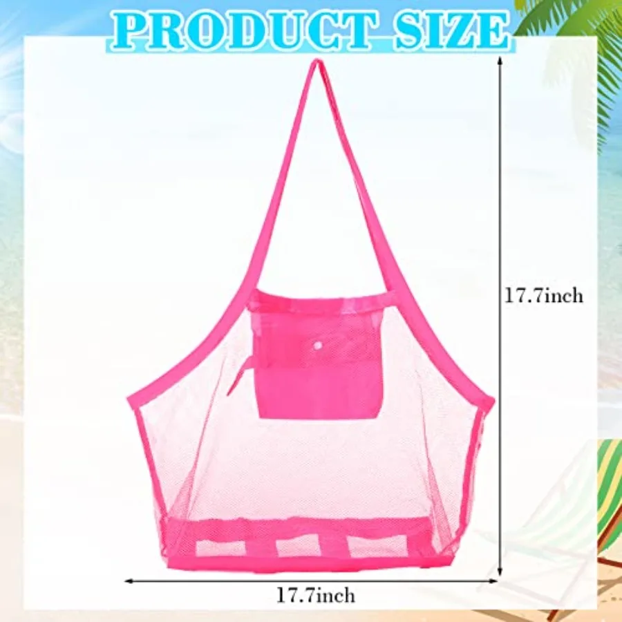 12 Pcs Summer Mesh Beach Bag Extra Large Beach Toys Gear Mesh Bag for Beach Foldable Mesh Beach Tote for Sand Toy Market Grocer