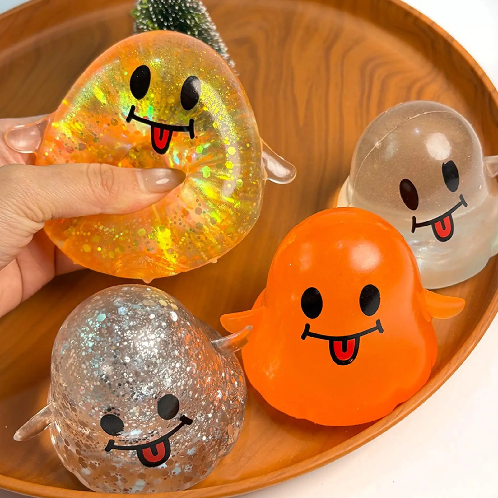 Squeeze Toys 4-Piece Halloween Cute Soft Relief Funny Halloween Ghost Relief Toys For Home Office Classroom Work Study Travel