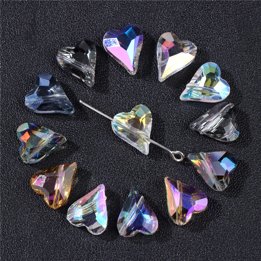 

30pcs Fine Heart Shape Austria Pendant 10x12mm Shiny Colorful Rhinestones Charms For DIY Earrings Necklace Jewelry Accessories