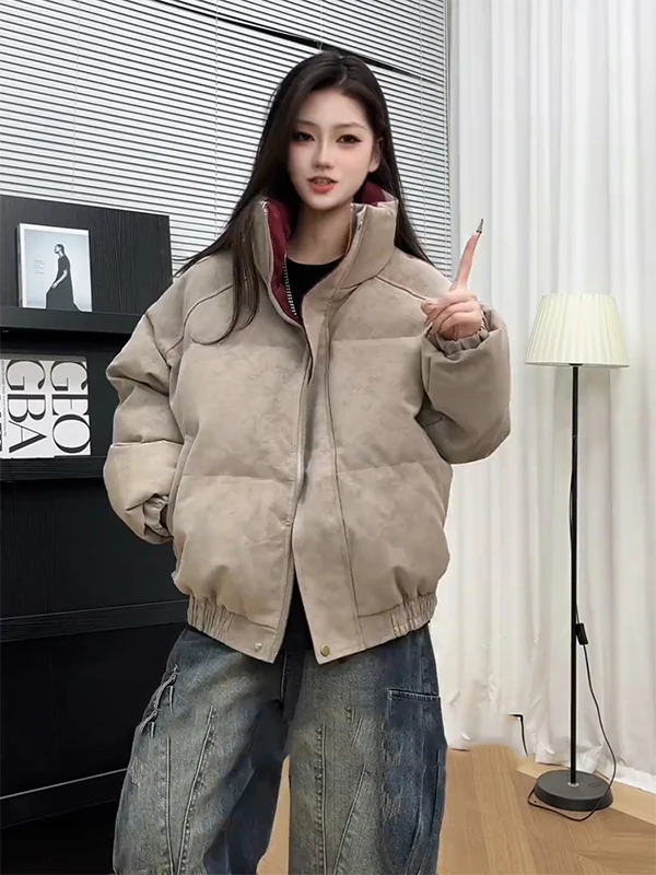 

Ретро-куртка-худи с воротником-стойкой из хлопка, теплая зимняя верхняя одежда для мужчин и женщин, приталенный крой, длинный рукав