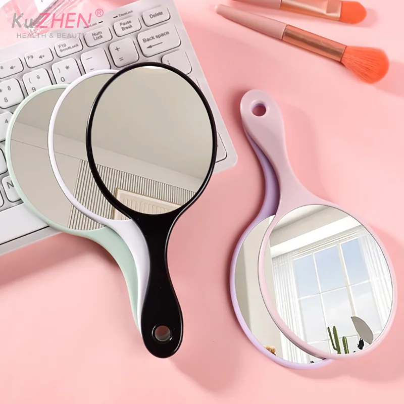 1 * miroir de maquillage à main miroir de vanité de maquillage rond avec poignée miroir à main SPA Salon miroirs compacts miroirs cosmétiques pour les femmes