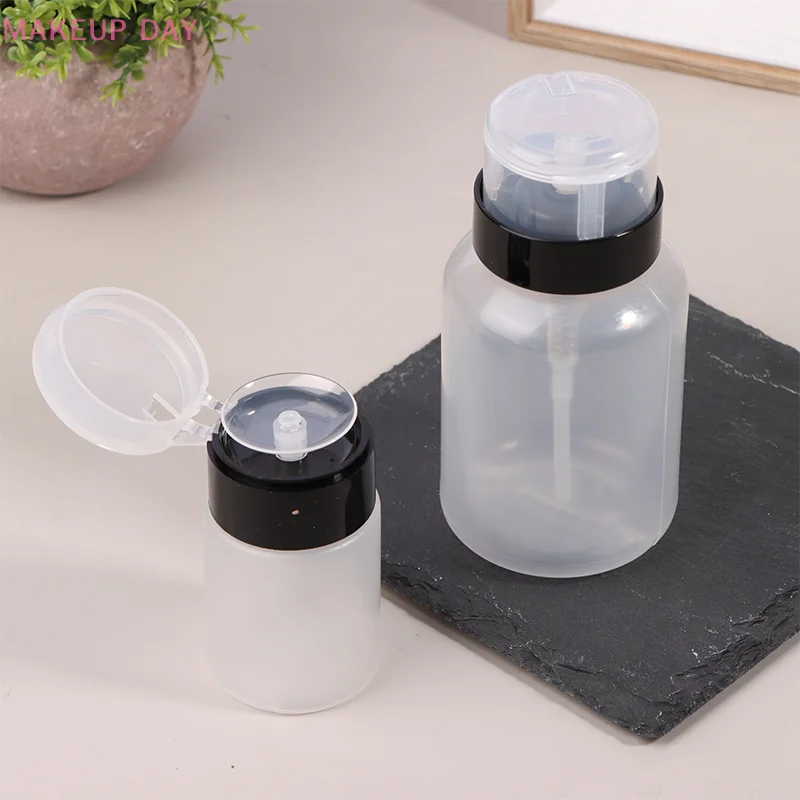 1Pc 60/200ml Empty Press Nail Bottle Pump Dispenser Plastic Polish Portable Liquid Makeup Remover Cleaner Manicure Tool