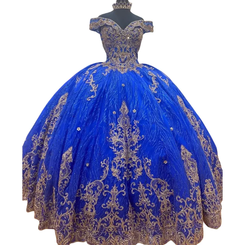 Customzied Luxury Royal Blue Prom Dress Ball Gown Vestidos De 15 aรฑos Sweet 16 Year Quinceanera Dresses Birthday Party Occasion