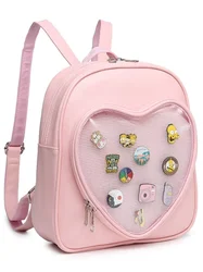 New Popular PU Ita Bag Sweet Heart Designed Transparent School Bags Women Fashion Trendy Ita Backpacks Cute Bolsa Mujer