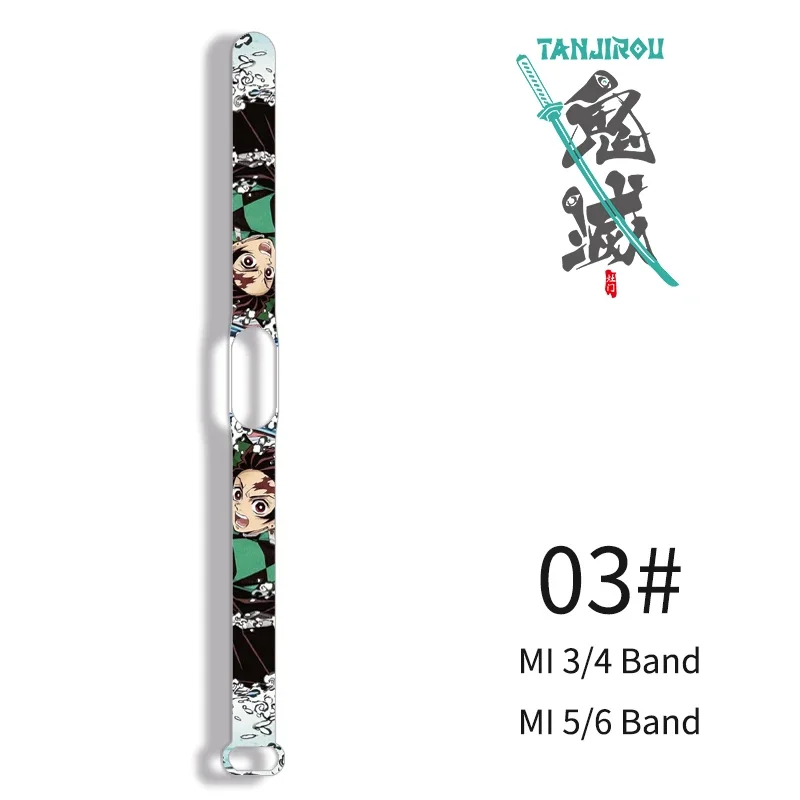 Demon Slayer Tanjirou Strap for Mi Band 4 3 5 6 Creative Anime Graffiti Silicone Sports Bracelet Replacement High Quality Strap