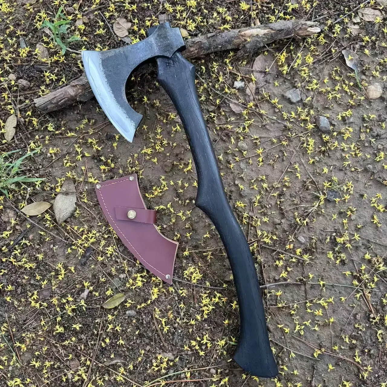 

Outdoor Wide-blade Tactical Axe 65 Manganese Steel Aokaoka Wood Handle Camping Emergency Household Firewood Splitting EDC Tool