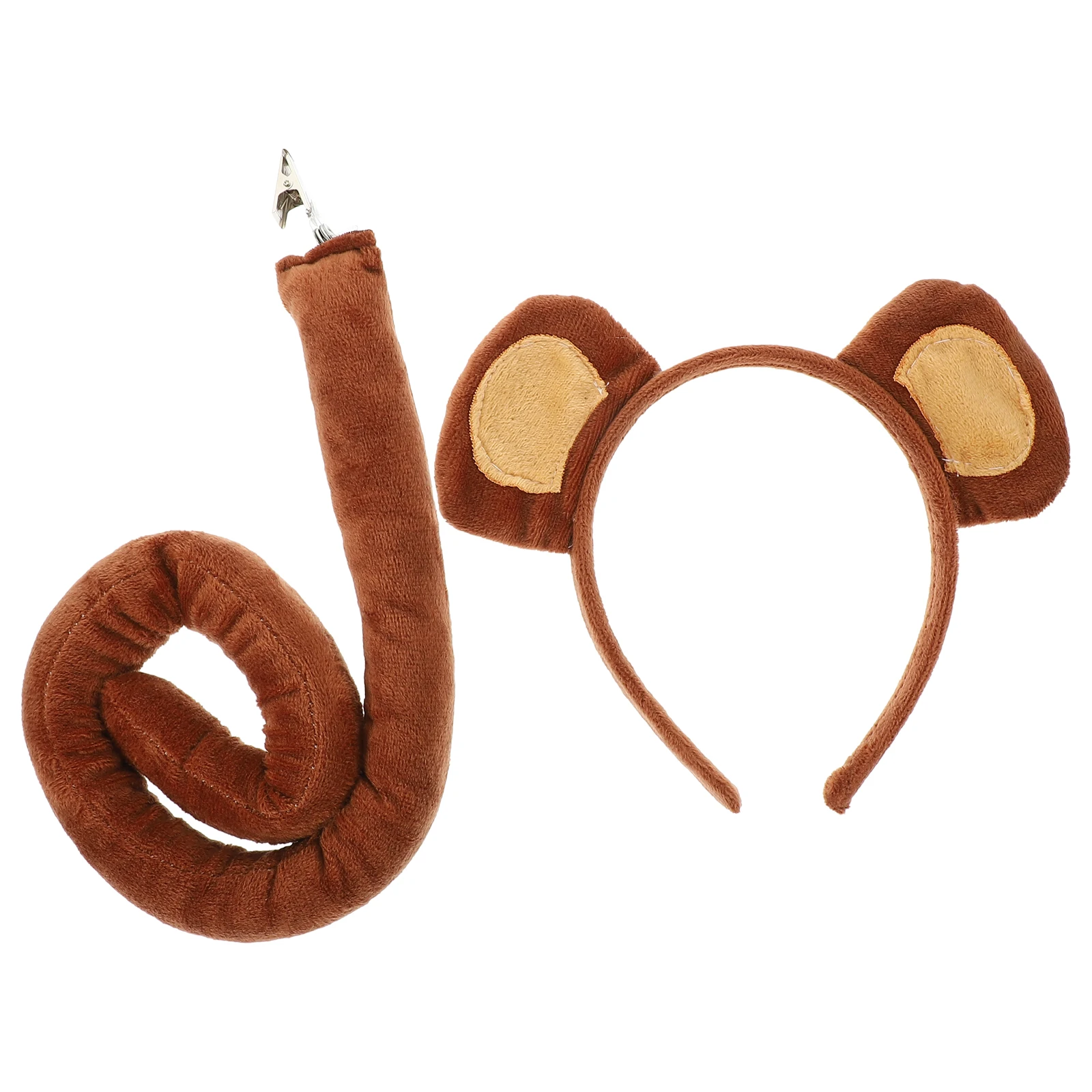

1 Set Monkey Ear Headband Cosplay Tail Prop Animal Ear Headband Monkey Costume For Kids Party Supply Random Clip & Accessories