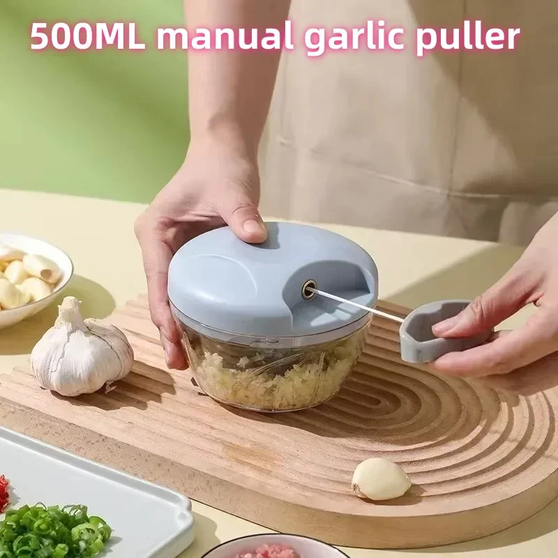 

500ML Manual Meat Mincer Garlic Chopper Rotate Garlic Press Crusher Vegetable Onion Cutter Kitchen Cooking Food Chopper