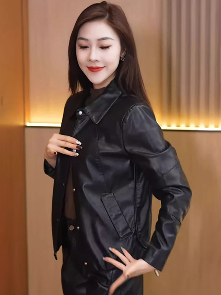 Sli カジュアル Thiened Fce レディース オートレザー ジャケット 秋冬新作 香港風 スレ レトロ レザーコート アウター