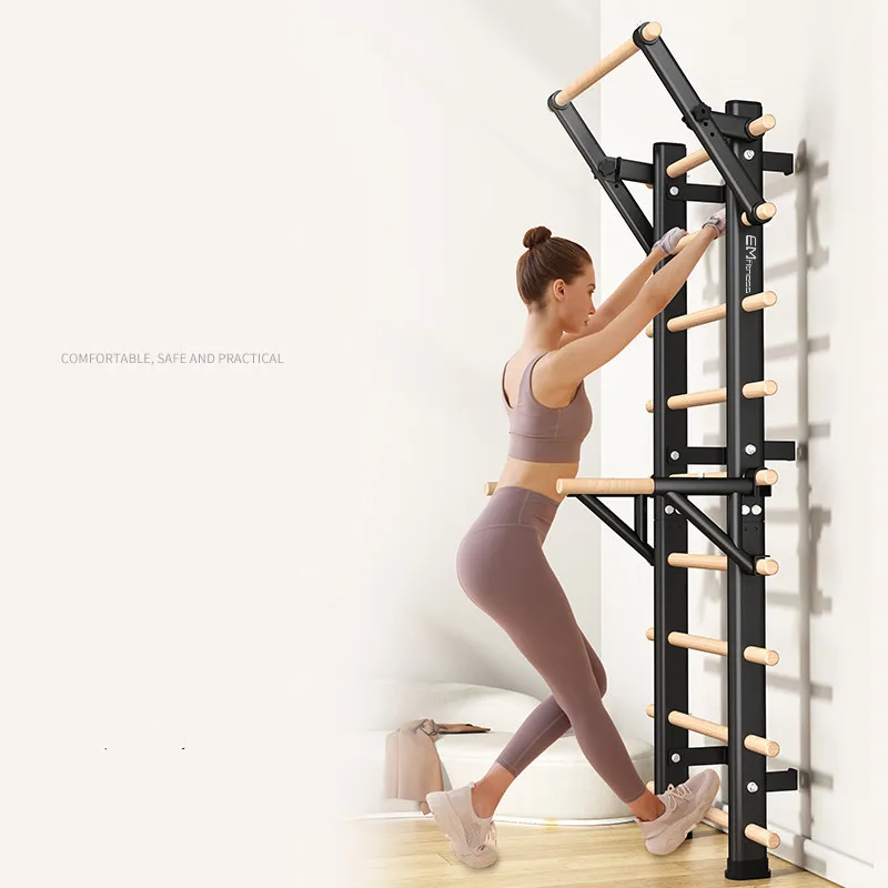 

China Factory Hot Sale Body Stretching Wall Mounted Wooden Fitness Pull Up Bar Swedish Ladder