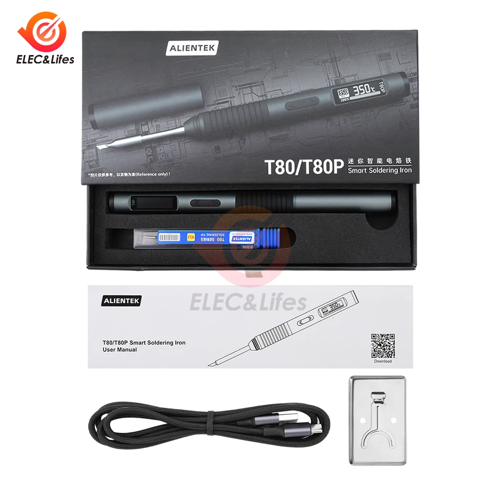 T80 T80P Soldering Iron Adjustable Temperature 100W Fast Heat Portable Digital Smart Electric Welding Station Kit Type-c PD/QC