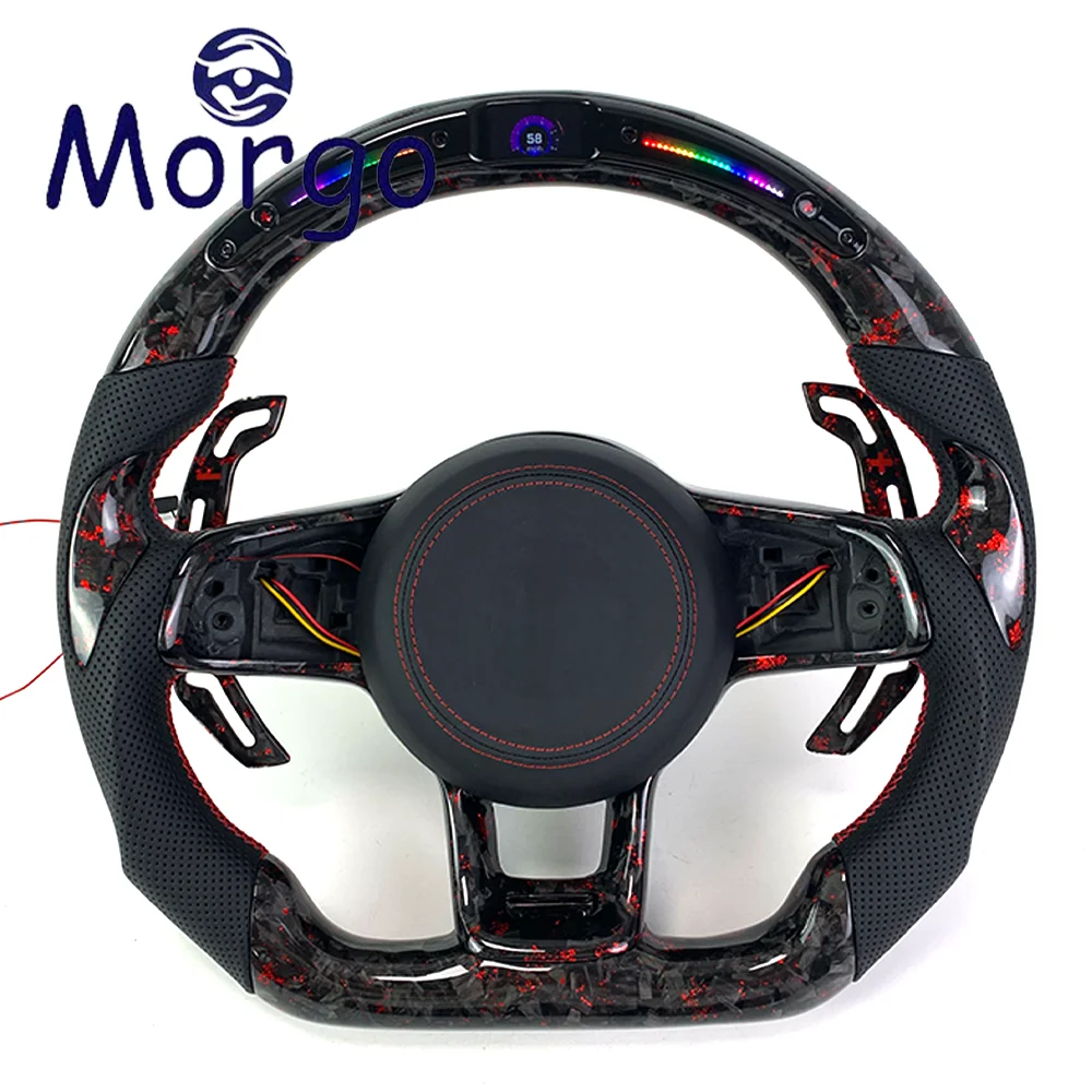 Interior accessories for Volkswagen Customzed vibration LED Carbon Fiber Cars Steering Wheel For Golf MK7 7.5 GTI GTR GTD