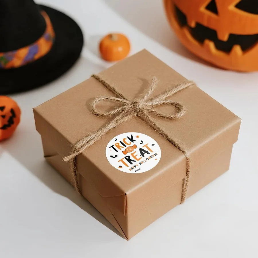 سعيد هالوين تحريك الهالوين مني هدية التحريك 60 قطعة 2 بوصة هالوين المغلف ختم التسمية تحريك ذاتية اللصق هالوين الخفافيش