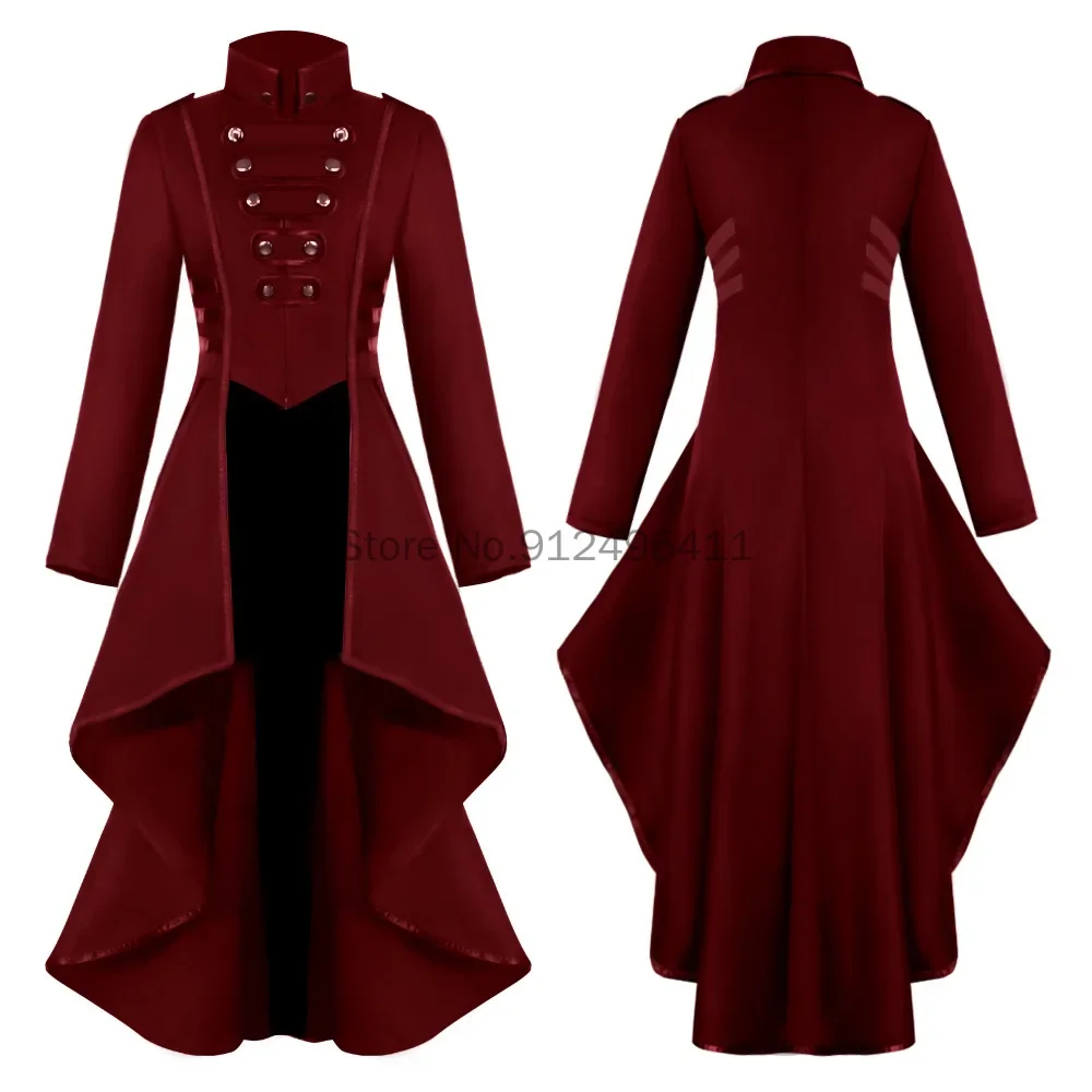 Halloween Cosplay Jackets For Women Gothic Steampunk Button Lace Corset Costume Tailcoat Jacket Autumn Winter Coat For Women