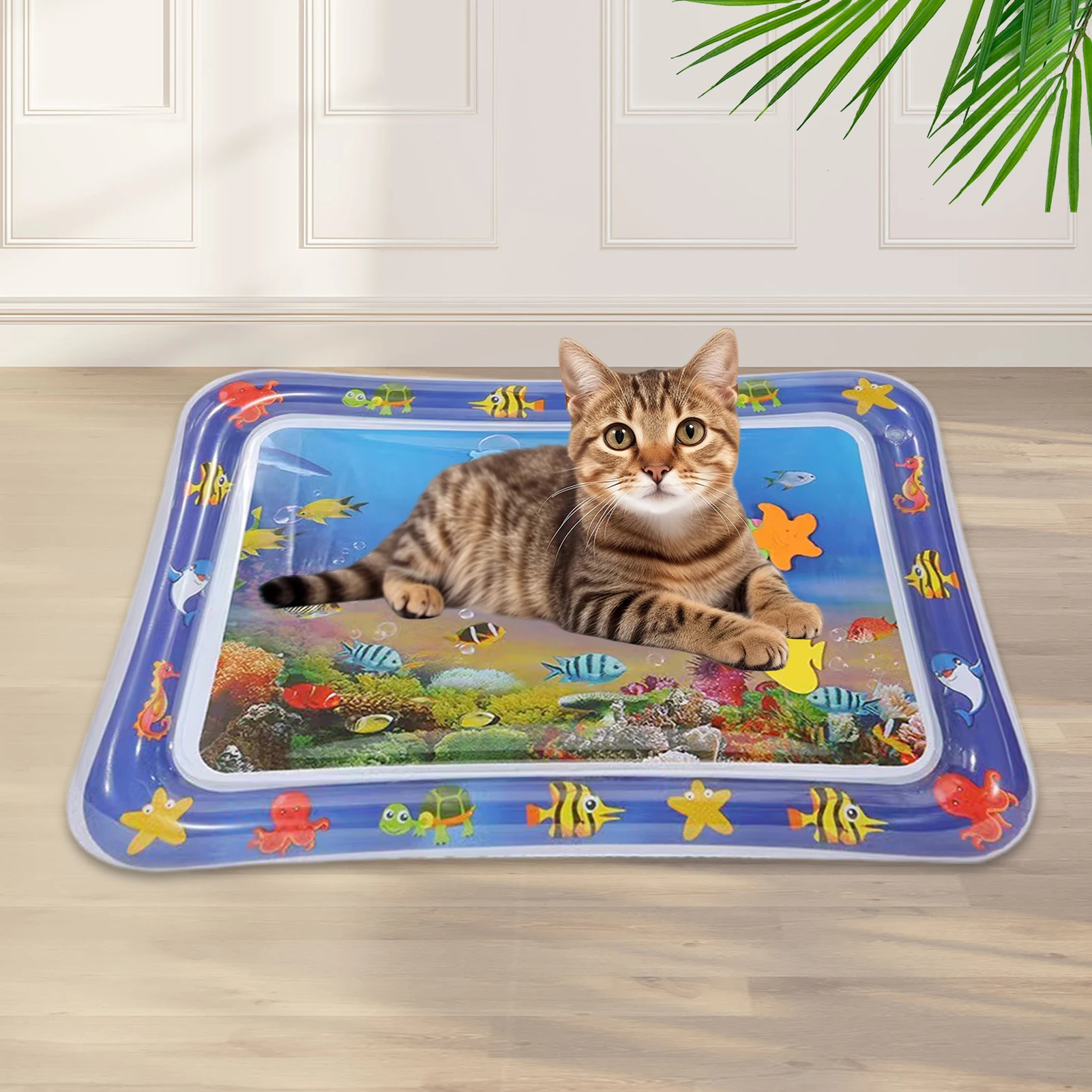 Tapete de água sensorial para cães e gatos, Tapete espesso com peixes, Jogando Water Pad, Verão