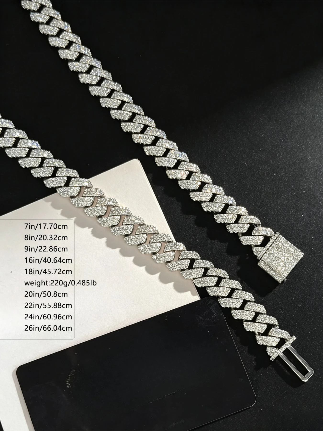 14Mm 2-row Hip-hop Jewelry Ice Crystal Cuban Chain, Party Date Wear, Exquisite Gift Box Packaging, Halloween Thanksgiving Gift.
