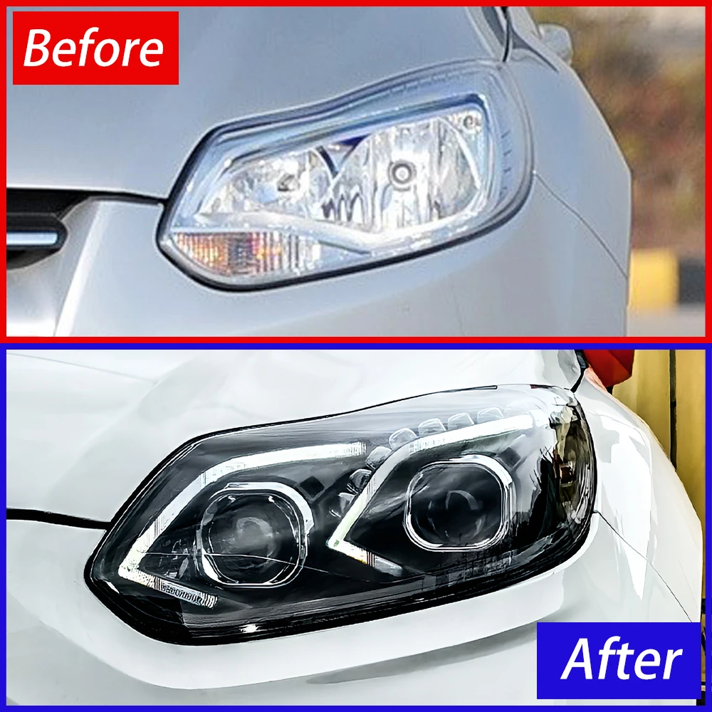 Car Front Lamps For Ford Focus 2012-2014 LED Auto Headlights Assembly Upgrade Benz E Style Dynamic 2 Projector Lens Accessories