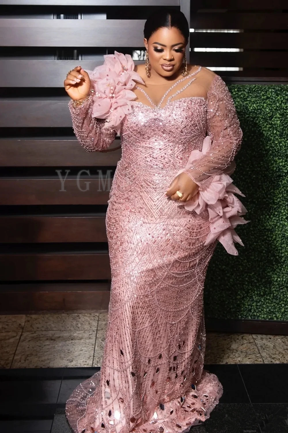 

Вечерние платья Асо Эби, розовые, длинные, роскошные, фасон «русалка», с бисером, кружевом, 3D цветами, для дня рождения, африканские выпускные платья, для особых случаев