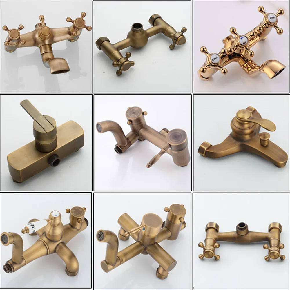 

Полностью медный антикварный смесительный клапан с одной ручкой, смеситель для душа в стиле ретро с двойным отверстием, одиночный переключатель, аксессуары в европейском стиле