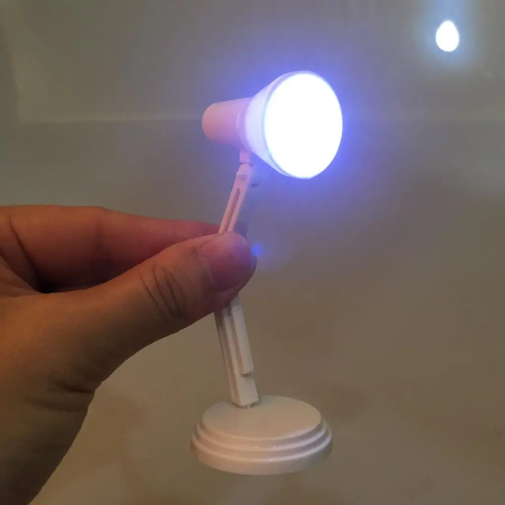 Miniature LED Lamp Light for Dollhouse Adjustable Desk Lamp Plastic Furniture Accessory for 1/6 Scale Kids Play and Room