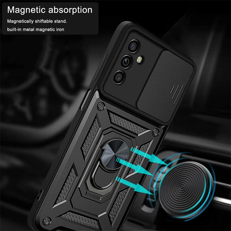 For Samsung Galaxy M52 5G Case Metal Magnetic Ring Back Cover For Samsung M52 M 52 2021 SM-M526B Slide Camera Armor Phone Case