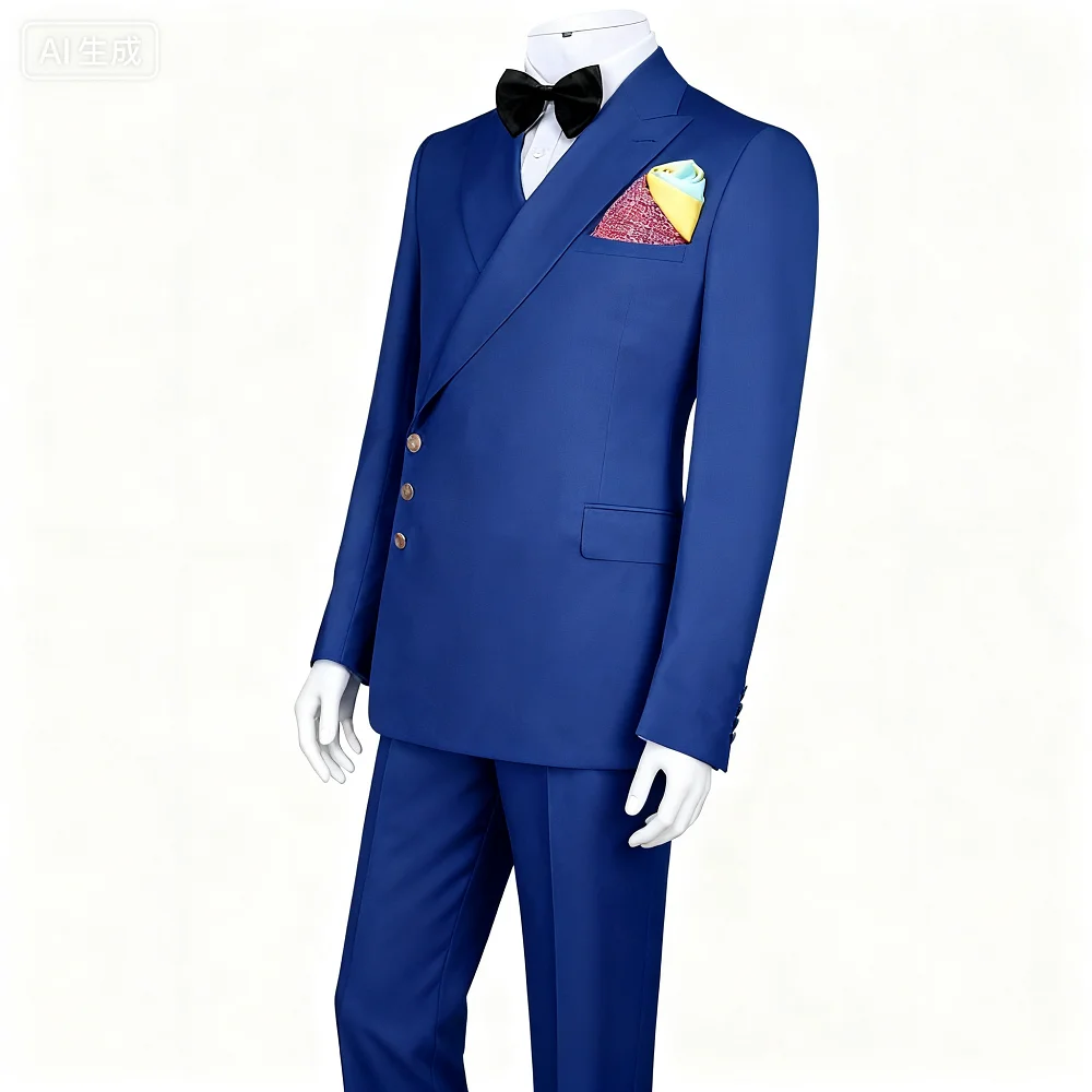 

Элегантный однотонный мужской смокинг из двух предметов, деловой свадебный двубортный пиджак для жениха с пиковыми лацканами и брюками