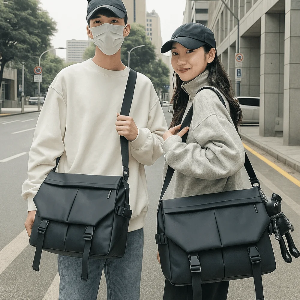 

Waterproof Crossbody Shoulder Bag Multi-pocket Nylon Large Capacity Bag Casual Style Unisex College Backpack Hip Hop Street