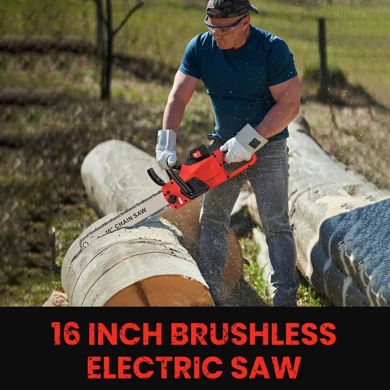 

【Premium】2000W Brushless Electric Chain Saw 16 "Rechargeable Lithium Electric Saw Handheld Outdoor Chain Saw Woodworking and Log