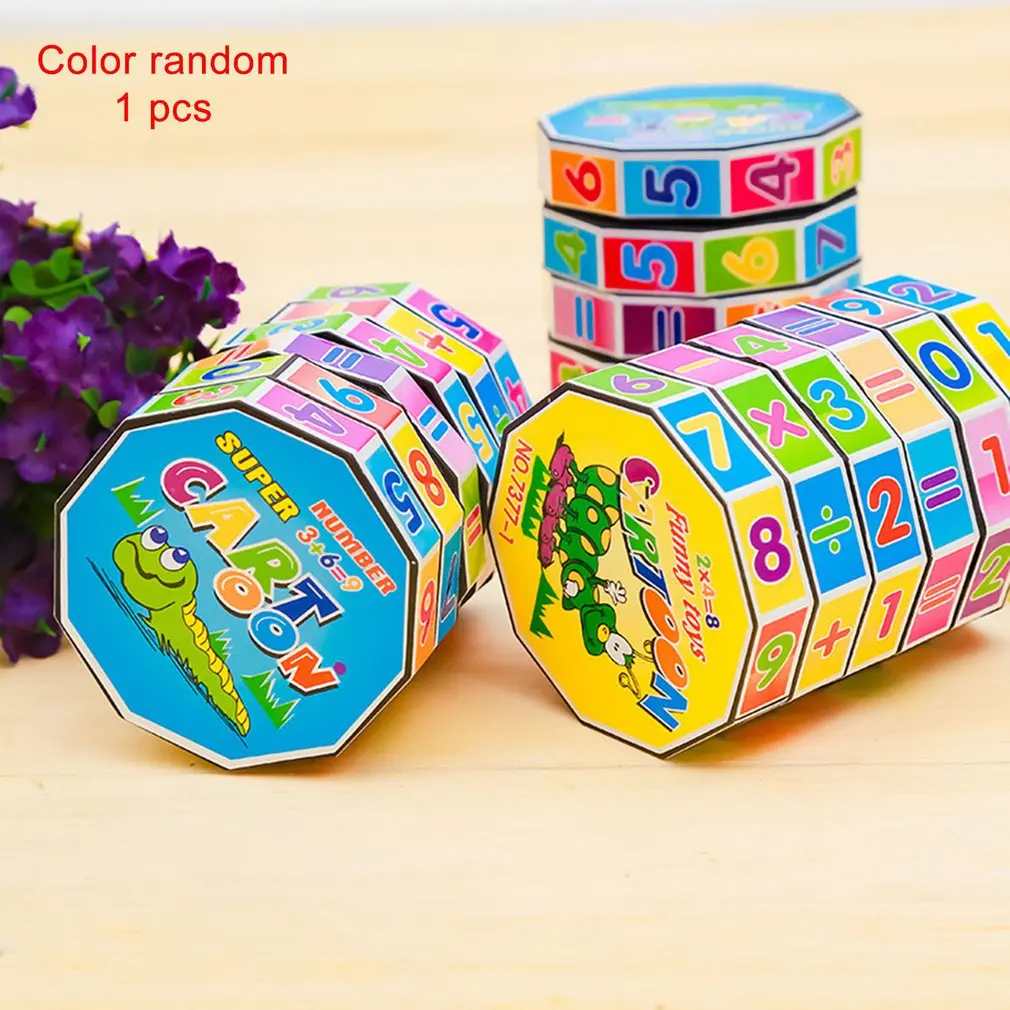 1pcs Cylindrical 6-layer Plastic Digital Magic Cube Toy Early Education Learning Stationery Students Adult Random Color
