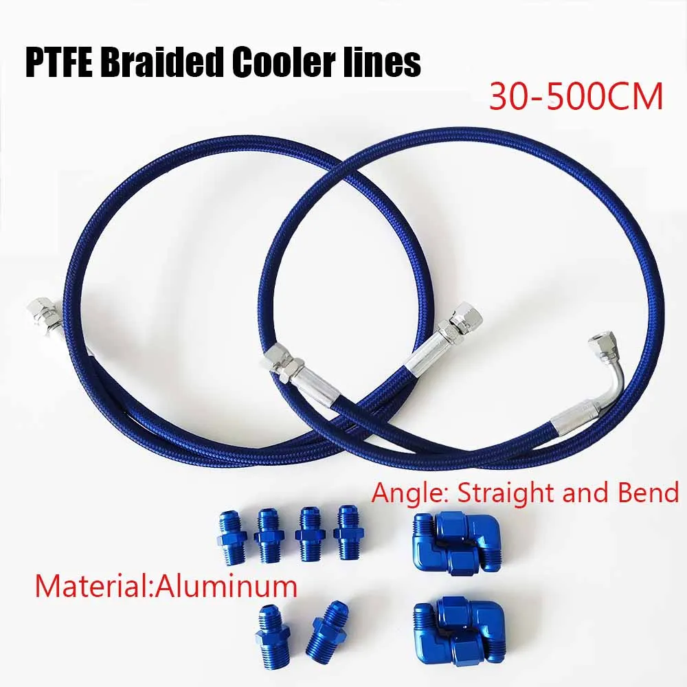 

AN6 Automatic Transmission Cooler Lines AN6Oil Fuel Hose Line 10 Fitting Blue 30~500CM Nylon Braided Hose Kit for 4L60E & 4L65E