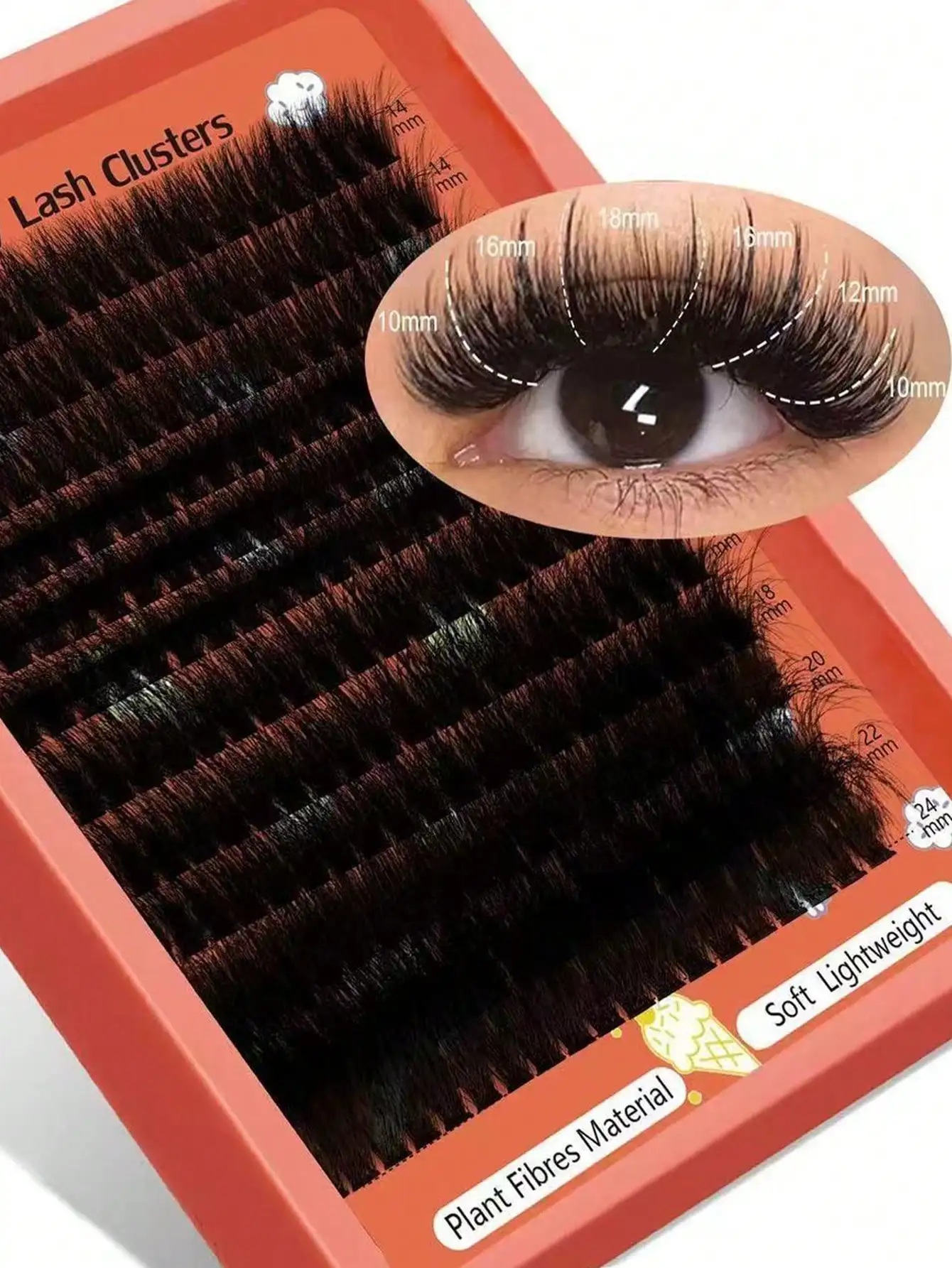 DIY Cluster Wimpern 80D-100D 8D 0,07mm D-Curl 14-22mm Gemischte Länge Dicht Voluminös Einfach Anzubringen Wiederverwendbar Weich für Anfänger – Detail 1
