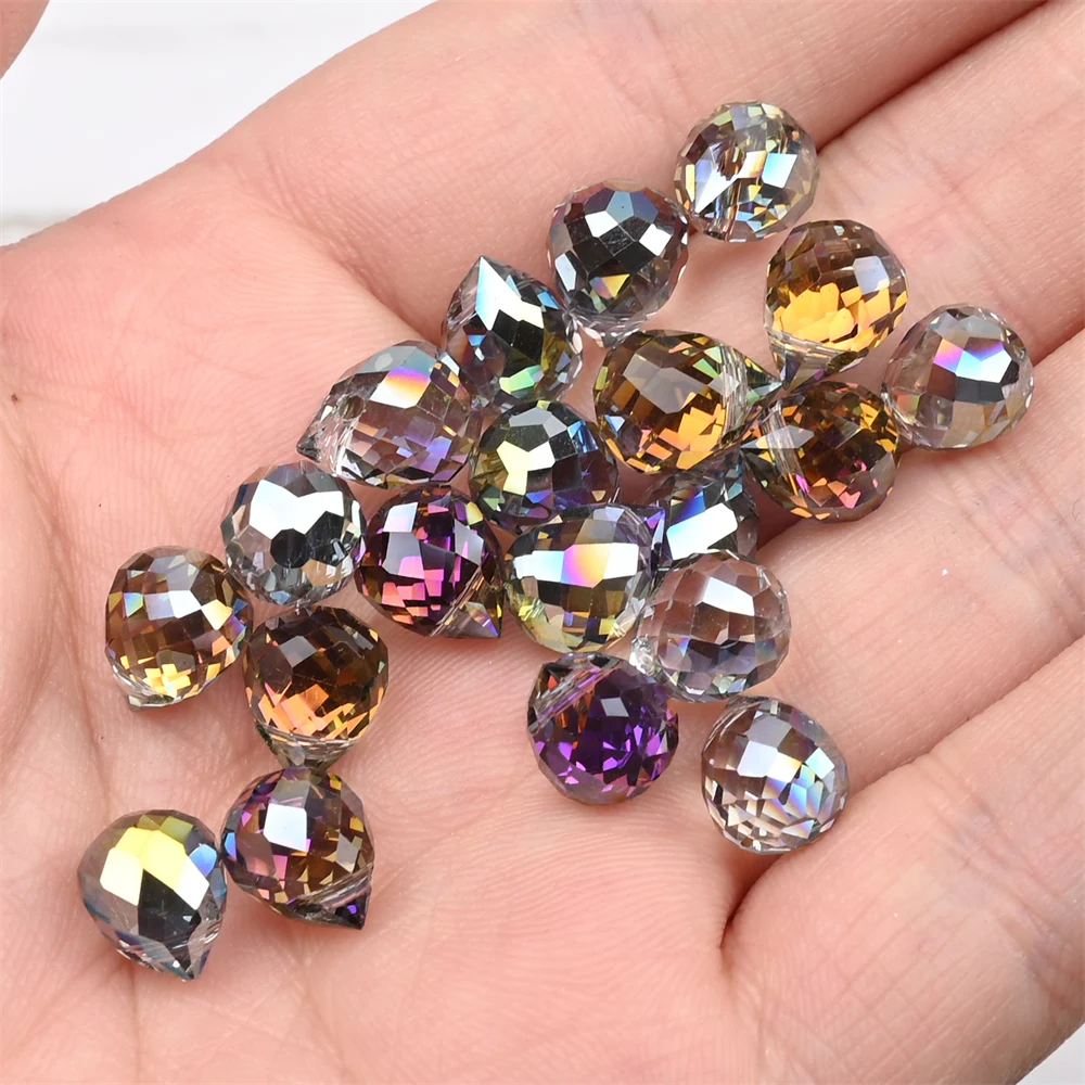 Austria Pear Shape Crystal Faceted Beads 10Mm Assorted Glass Spacer Chandelier Beads for Wedding Diy Necklace Bracelet Earring