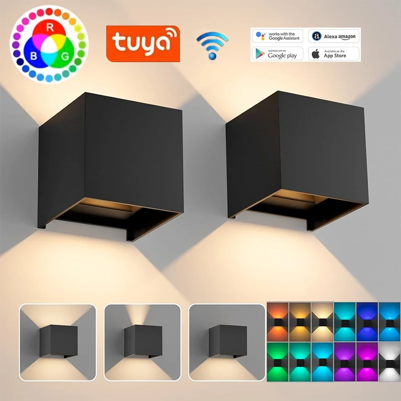 

Tuya Smart LED Wall Lights Adjustable Color Changing Indoor/Outdoor Garden Porch Lights with Intelligent App Control