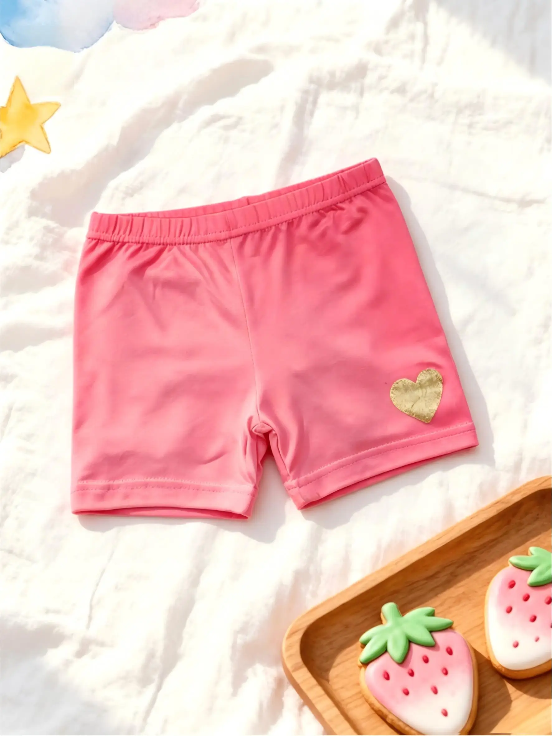 3 Stück Mädchen 2-11 Jahre Goldherz-Print Sicherheits-Fahrradshorts Polyester Spandex Elastisch Unterrock Atmungsaktiv Schul- und Alltagskleidung – Detail 4