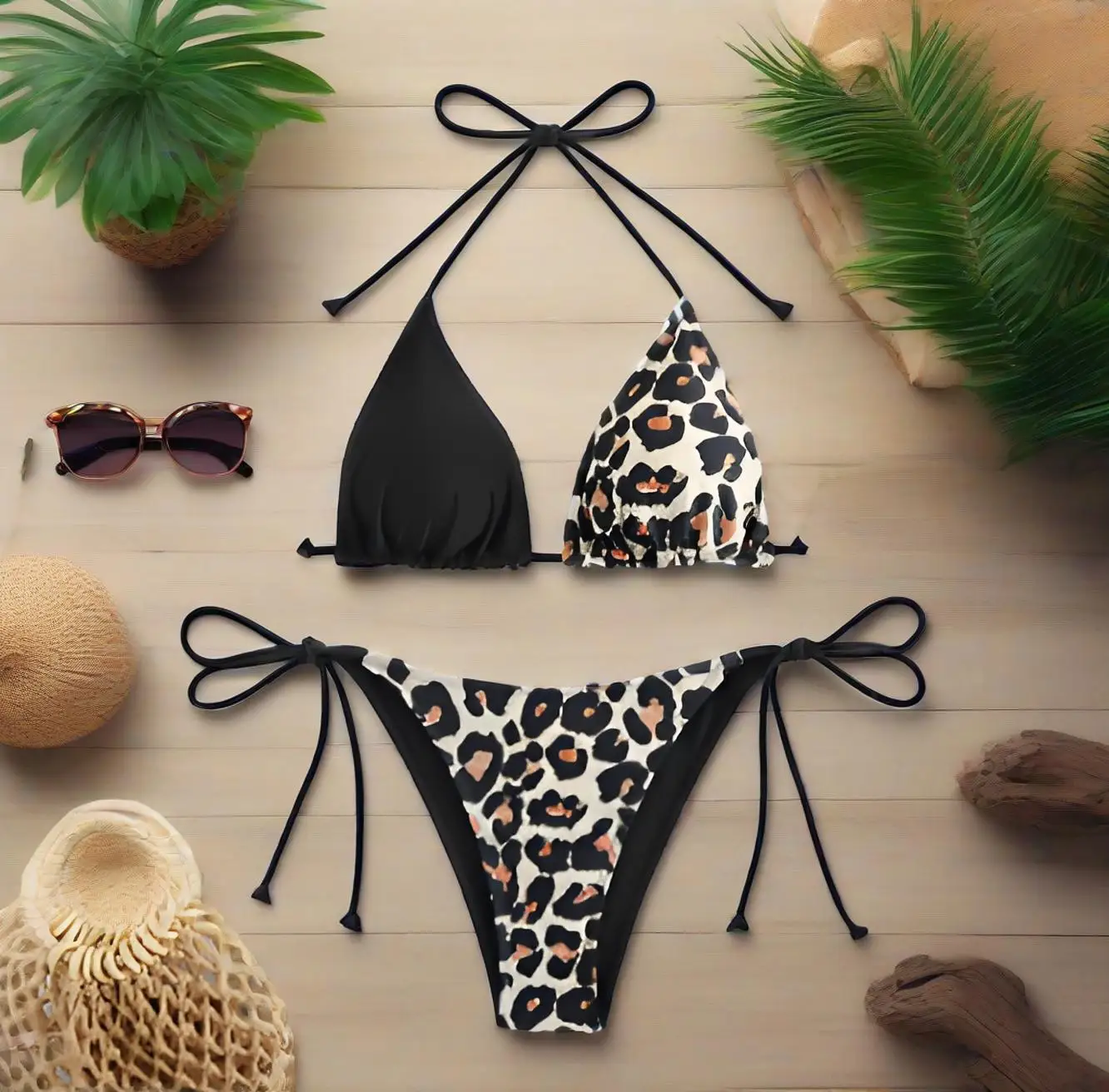 

2025 Zebra Print Bikini Set Women's Sexy Halter Neck Tie Side Two Piece Swimwear High Waist Bathing Suit Summer Beach Fashion