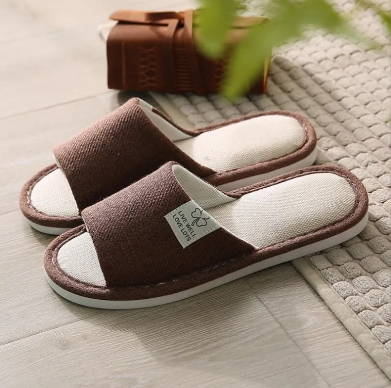 Women Indoor Slippers Corduroy Floor Flat Shoes Comfort Anti-slip Home Flax Linen Slipper Unisex Woman Men House Cotton Slides