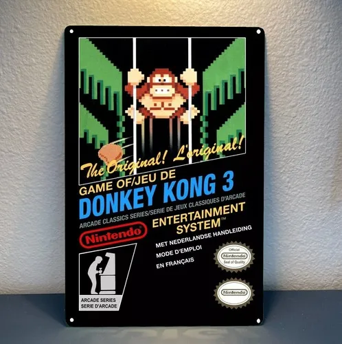 Y1, Donkey 3 Nes Retro Video Game Placa de Metal Decorativa 20*30cm - Alumínio